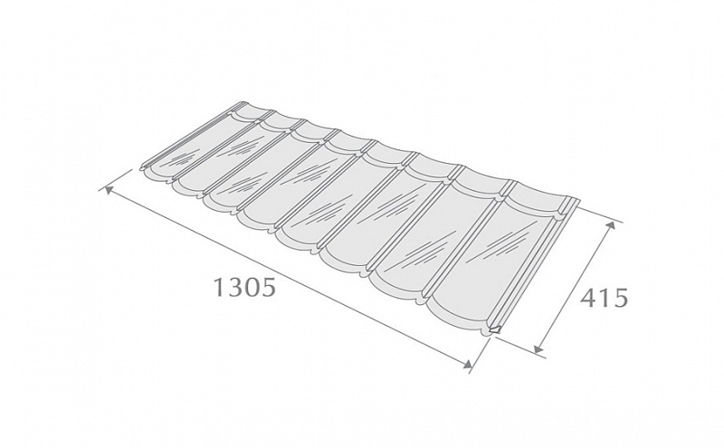 Композитная черепица METROTILE Мистраль зеленый,1305*415 мм
